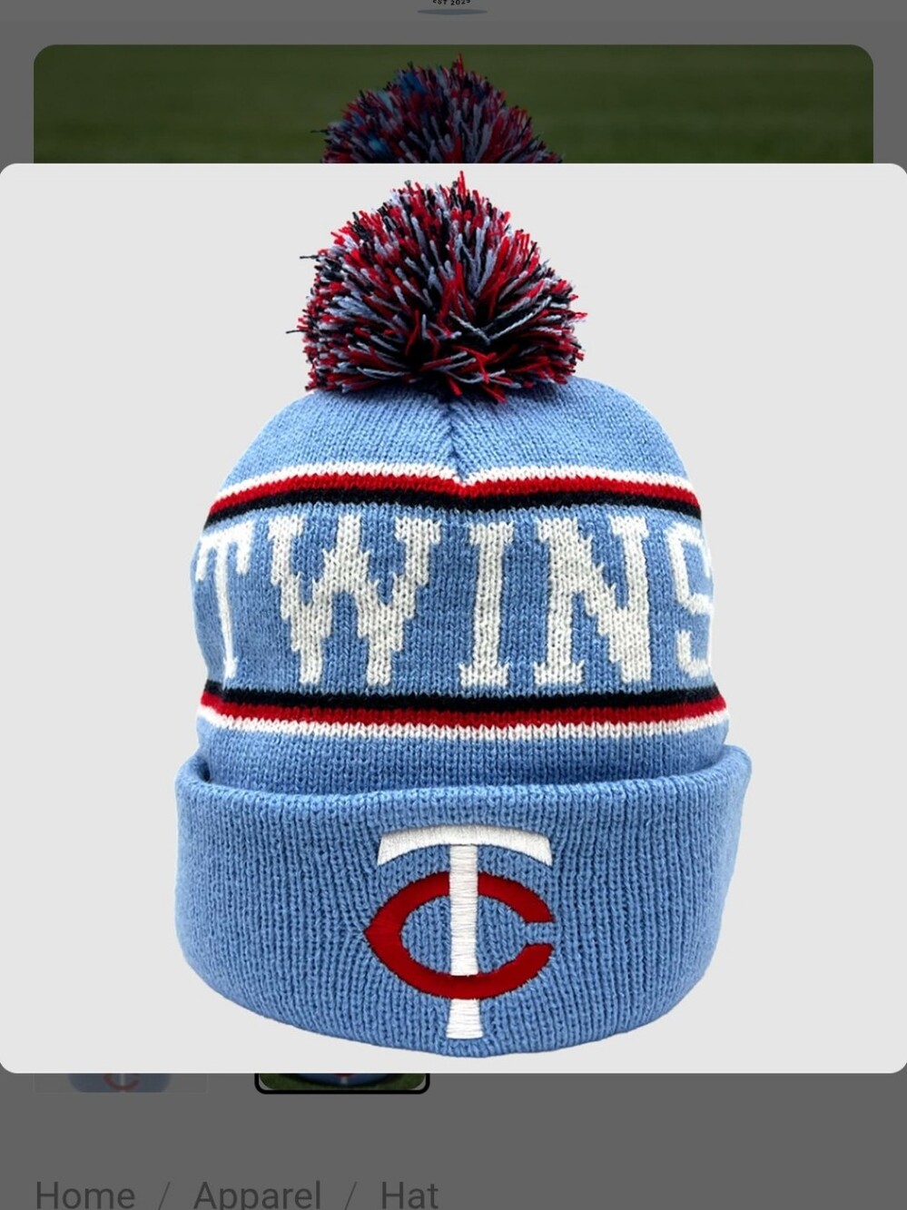 MLB Minnesota Twins Light Blue Cuffed Pom Beanie - Twins US Bank